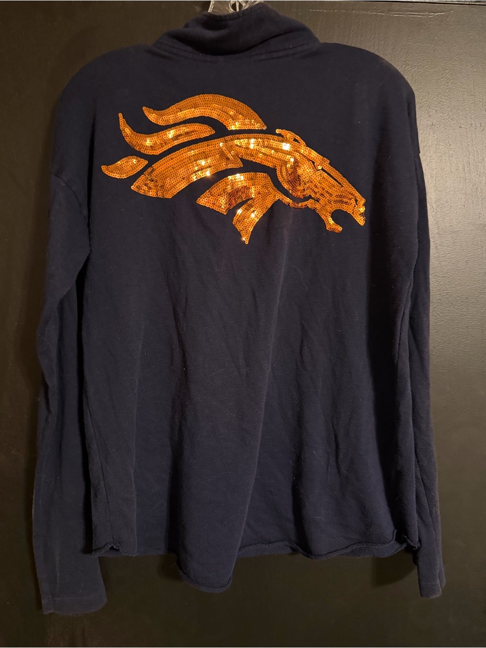 PINK NFL COLLECTION Denver Broncos Sequin 1/4 zip Sweatshirt
